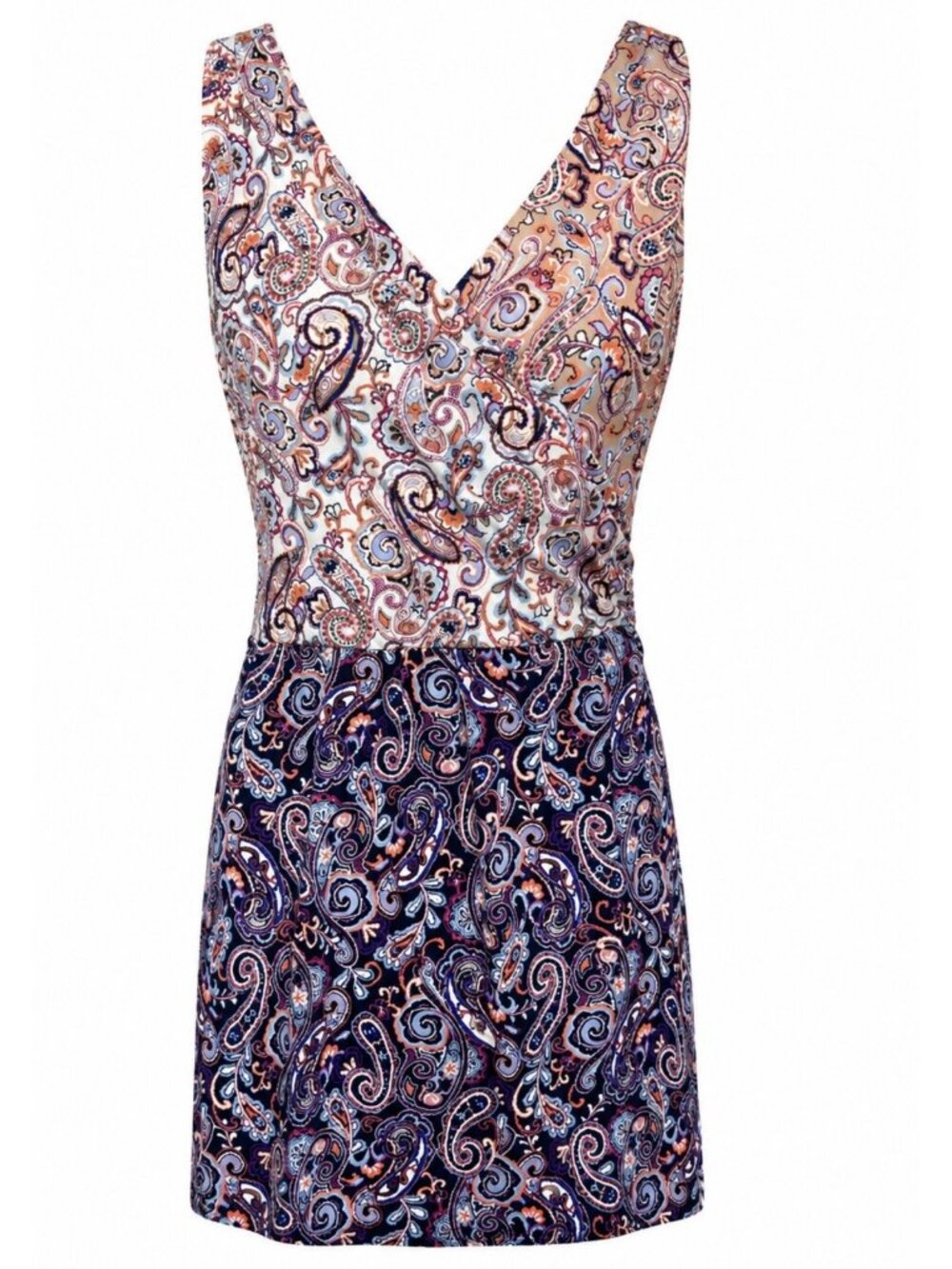 Lands' End Swim Dress Size 20W Long Tummy Control Surplice One-Piece Paisley